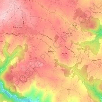 Carte topographique La Gare, altitude, relief