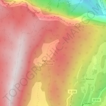 Carte topographique Revoulat, altitude, relief