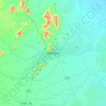 Carte topographique Maroua, altitude, relief