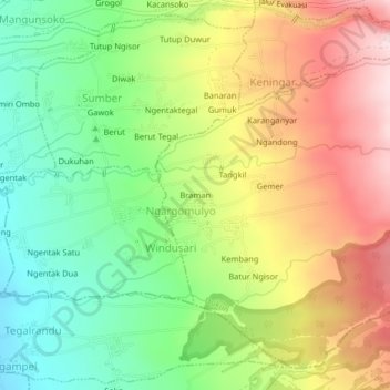Carte topographique Braman, altitude, relief
