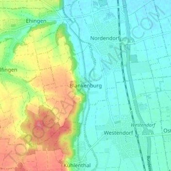 Carte topographique Blankenburg, altitude, relief