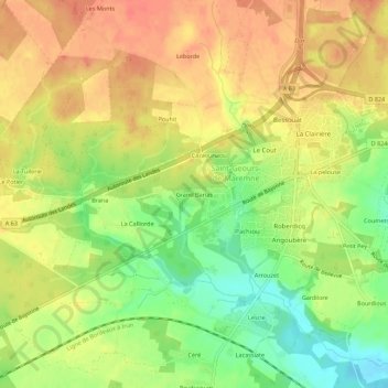 Carte topographique Grand Barias, altitude, relief