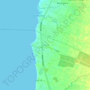 Carte topographique Bubog, altitude, relief