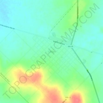 Carte topographique Chillar, altitude, relief