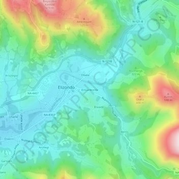Carte topographique Antzanborda, altitude, relief