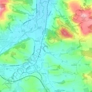 Carte topographique Hilling, altitude, relief