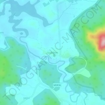 Carte topographique Vaddem, altitude, relief