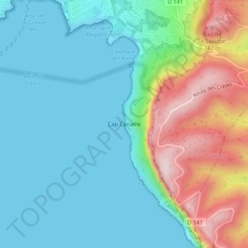 Carte topographique Cap Canaille, altitude, relief