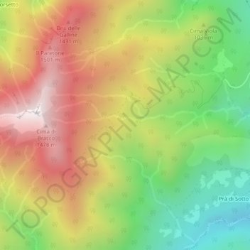 Carte topographique Sella di Parone, altitude, relief
