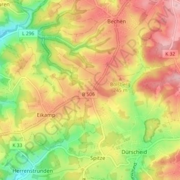 Carte topographique Schanze, altitude, relief