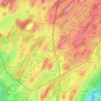 Carte topographique Lampertsweiler, altitude, relief