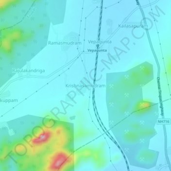 Carte topographique Krishnasamudram, altitude, relief