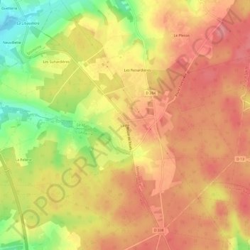 Carte topographique Laillé, altitude, relief