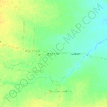 Carte topographique Thalai Nagar, altitude, relief