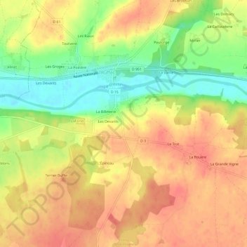 Carte topographique La Grange, altitude, relief