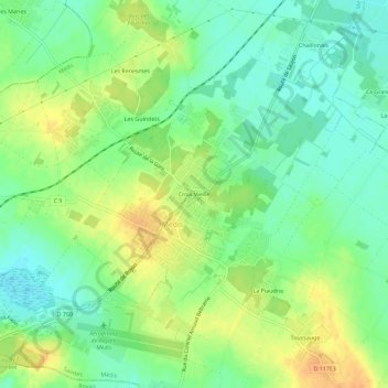Carte topographique Croix Vieille, altitude, relief