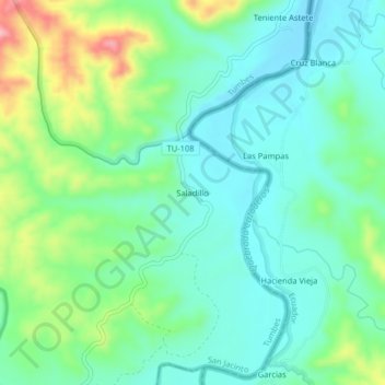 Carte topographique Saladillo, altitude, relief