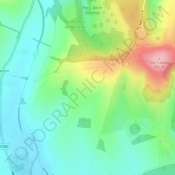 Carte topographique Haye's Down, altitude, relief