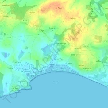 Carte topographique Suscinio, altitude, relief