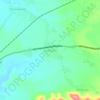 Carte topographique Jembayat, altitude, relief