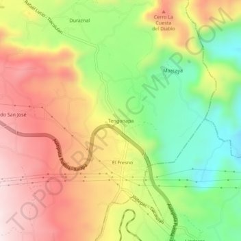 Carte topographique Tengonapa, altitude, relief