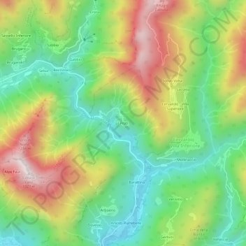 Carte topographique I Prati, altitude, relief
