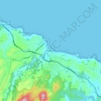 Carte topographique Penguin, altitude, relief
