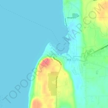 Carte topographique Fish Creek, altitude, relief