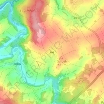 Carte topographique Isaar, altitude, relief