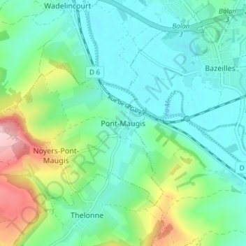 Carte topographique Pont-Maugis, altitude, relief