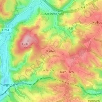 Carte topographique Bleifeld, altitude, relief