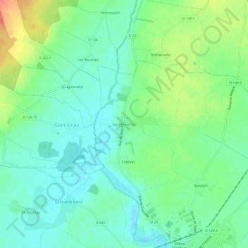 Carte topographique Les Perruches, altitude, relief