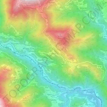 Carte topographique Gisola, altitude, relief