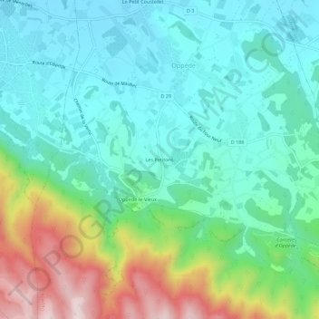 Carte topographique Les Petitons, altitude, relief