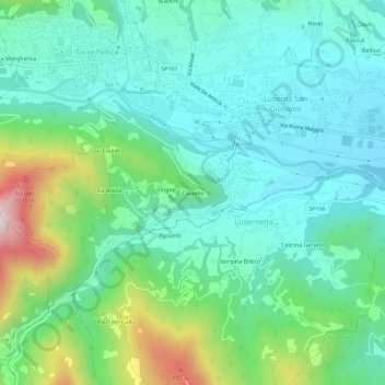 Carte topographique Castello, altitude, relief