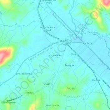 Carte topographique Mundo Novo, altitude, relief