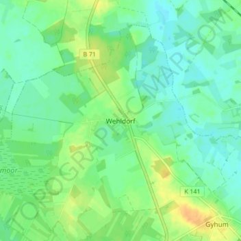 Carte topographique Wehldorf, altitude, relief