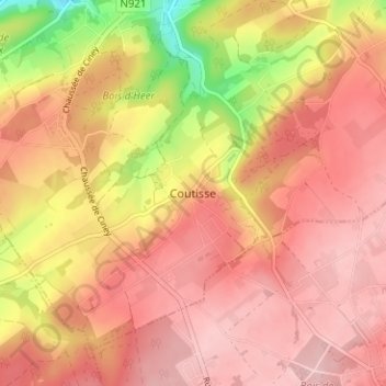 Carte topographique Coutisse, altitude, relief