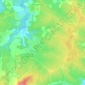 Carte topographique Meyreau, altitude, relief