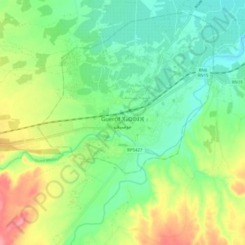 Carte topographique Guercif, altitude, relief