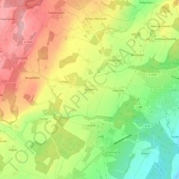 Carte topographique Mocken, altitude, relief