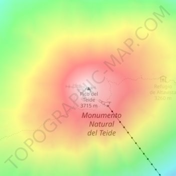 Carte topographique Pico del Teide, altitude, relief