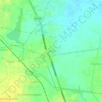 Carte topographique Gundur, altitude, relief