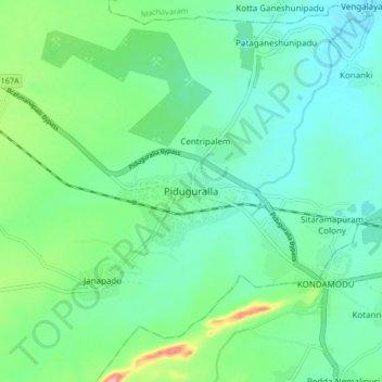 Carte topographique Piduguralla, altitude, relief