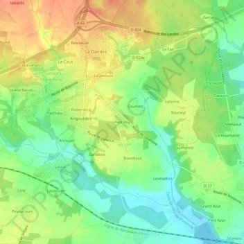 Carte topographique Petit Pey, altitude, relief