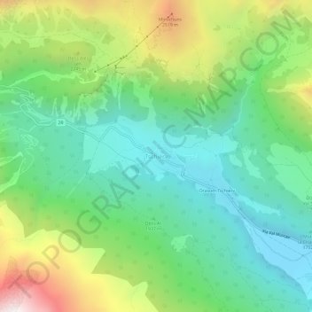 Carte topographique Tschierv, altitude, relief