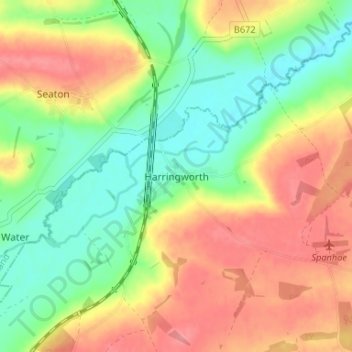 Carte topographique Harringworth, altitude, relief