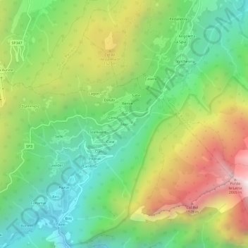 Carte topographique Tiser, altitude, relief