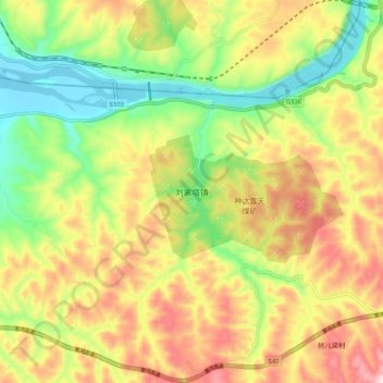 Carte topographique 刘家塔镇, altitude, relief