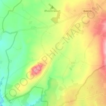 Carte topographique Rhoshirwaun, altitude, relief